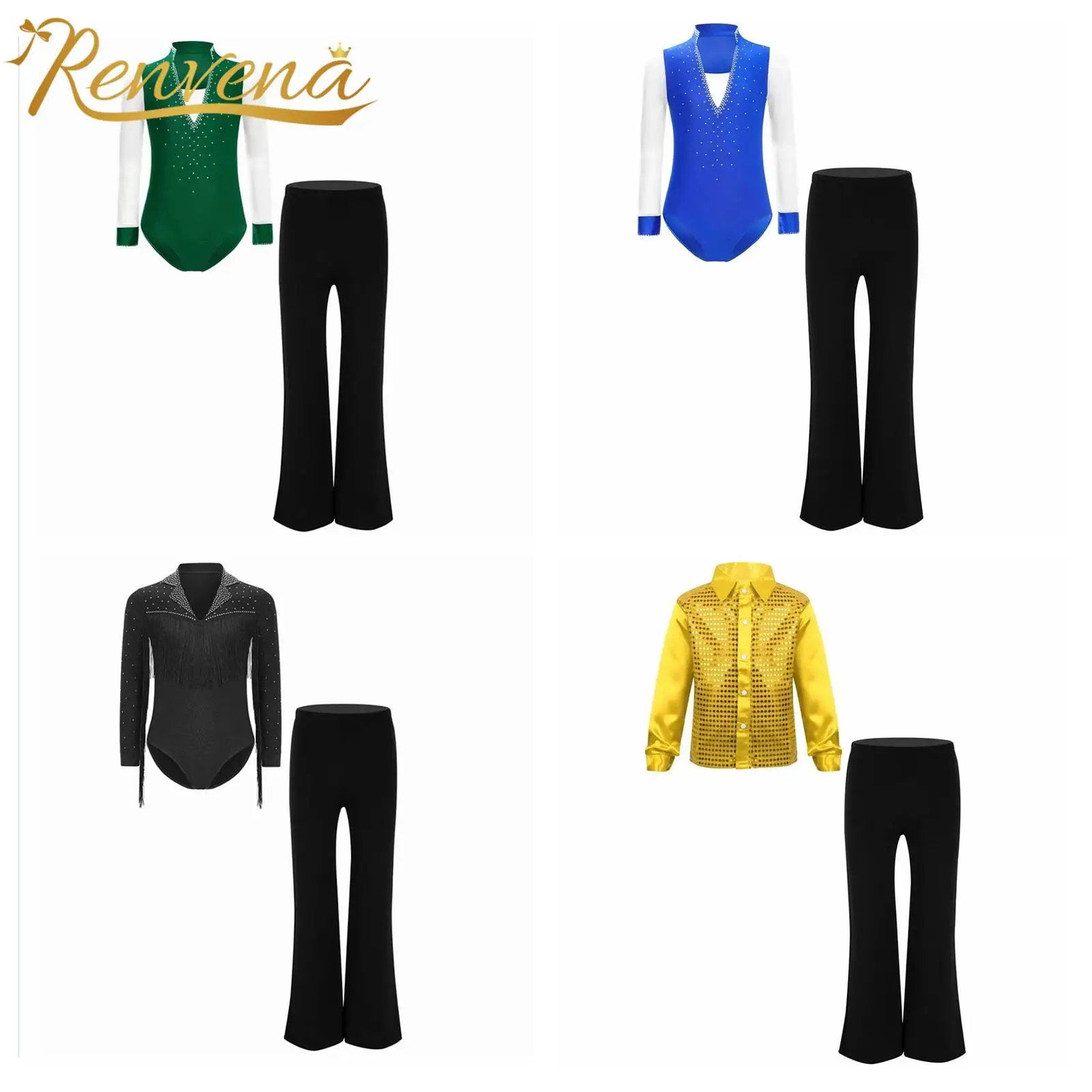 

Детские комплекты одежды для джазовых латинских танцев для мальчиков, комплекты танцевальной одежды для танго-чача, рубашка + брюки, детские костюмы для сценических танцев