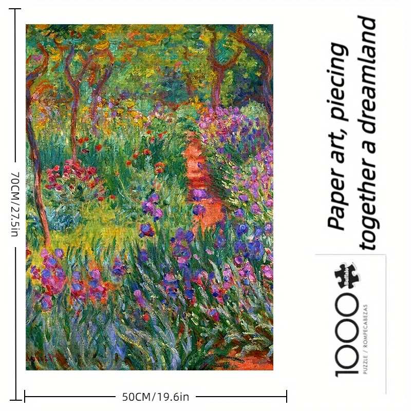 Monet-stijl Iris Garden Art Jigsaw Puzzle Volwassen impressionistische schilderkunst Thema Intellectueel spel Home Decor Puzzelspeelgoed