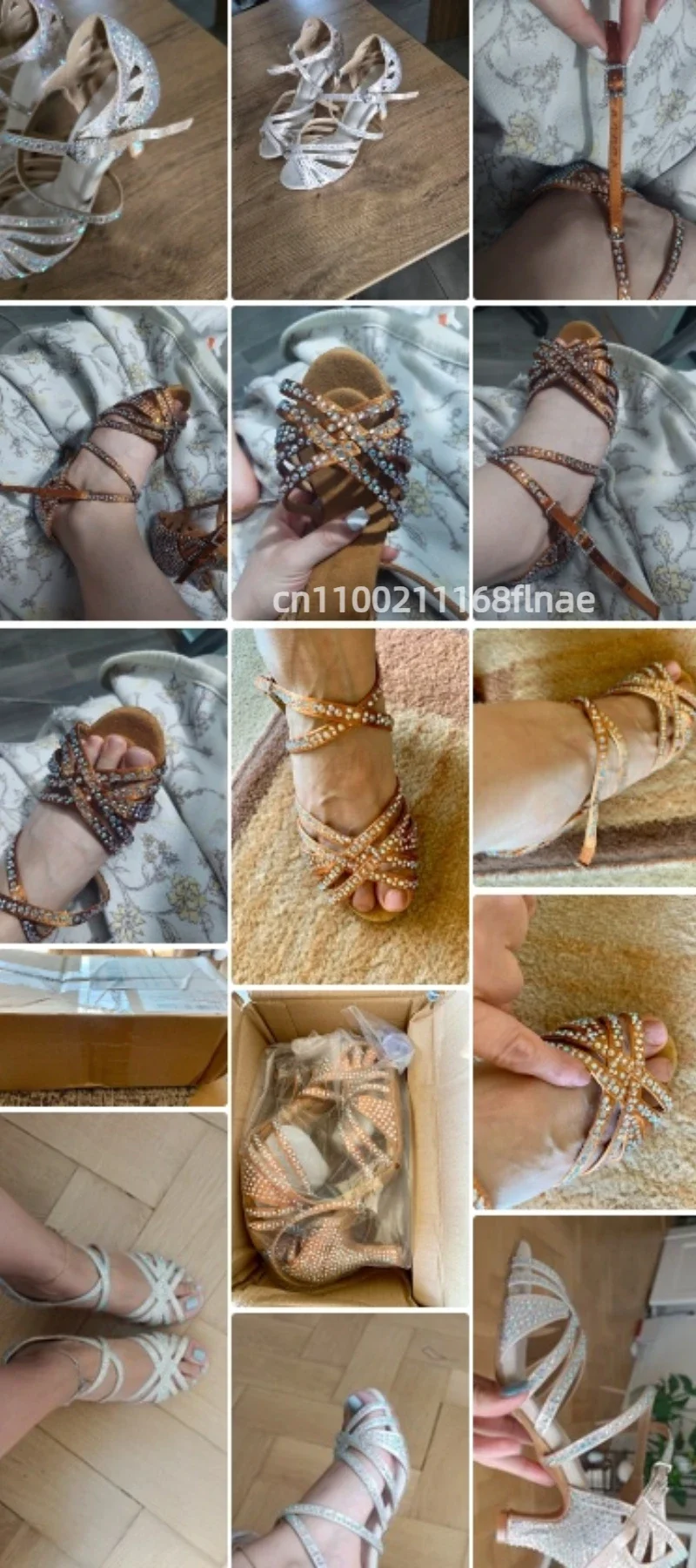 Lateinamerikanische Tanzschuhe für Damen, Ballroom-Tanzschuhe für Erwachsene, mit Diamantbesatz, weiche Sohle, rutschfest, für den Innen- und Außenbereich. – Detail 2