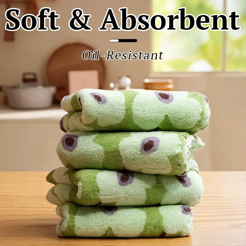 Coral Fleece Dishcloths for Kitchen, Super Soft Absorbent & Fast Drying Reusable Cleaning Cloths, Non-Stick Oil Dish Rags