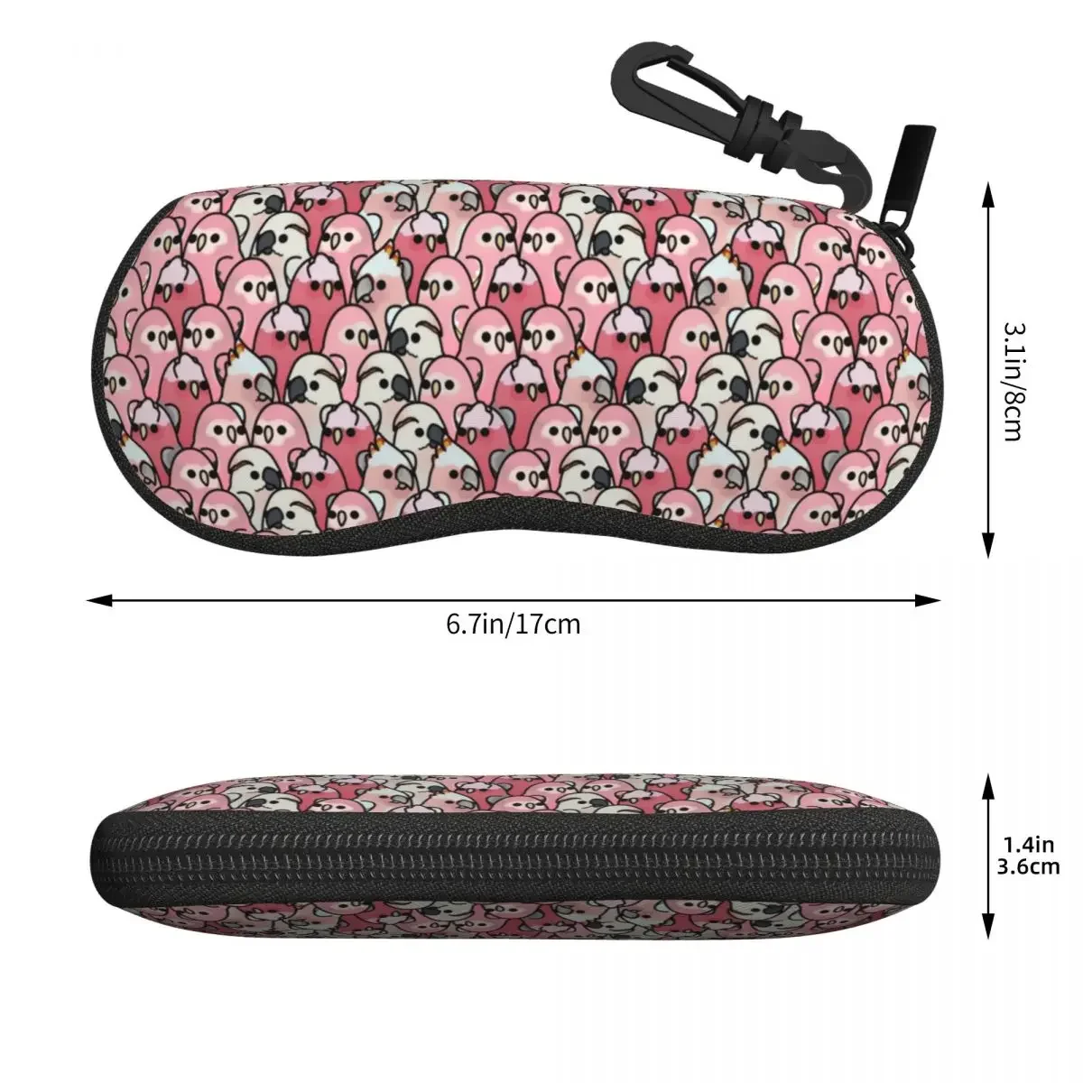 Custom Too Many Birds Pink Parrot Posse Pattern Shell Glasses Case Unisex Fashion Eyeglasses Case Sunglasses Protector Box