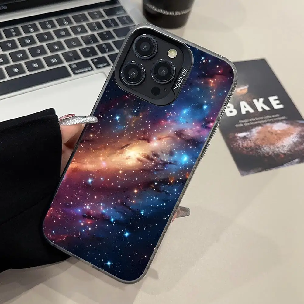 

Чехол для телефона Space Starry Nebula Stellar для iPhone 16, 15, 14, 13, 12, 11 X XR XS 8 7 Pro Max Plus, полупрозрачный чехол с цветным принтом