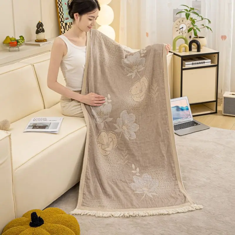 Tassel Cotton Cotton Jacquard Four-Layer Washable Multi-functional Bath Towel Household Dormitory Bath Towel