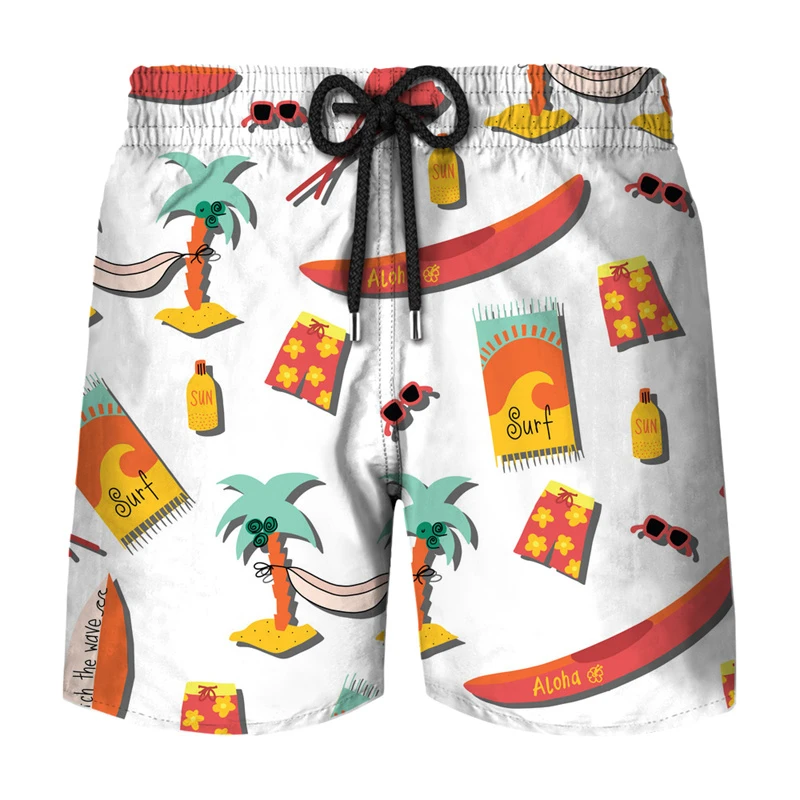 

Hawaii Style 3d Printed Shorts For Men's Coconut Tree Casual Vacation Beach Shorts Outdoor Sports Street Clothing Board Shorts