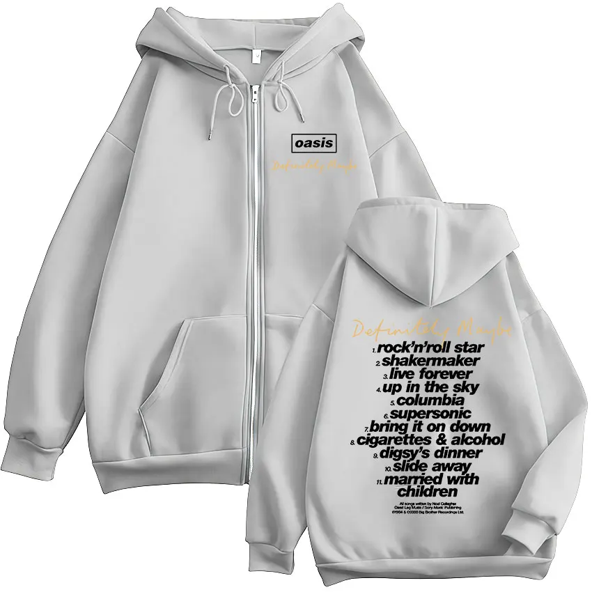 O-Oasis Live 25 Tour Merch Zip Up Hoodie Men Women Hip-hop punk