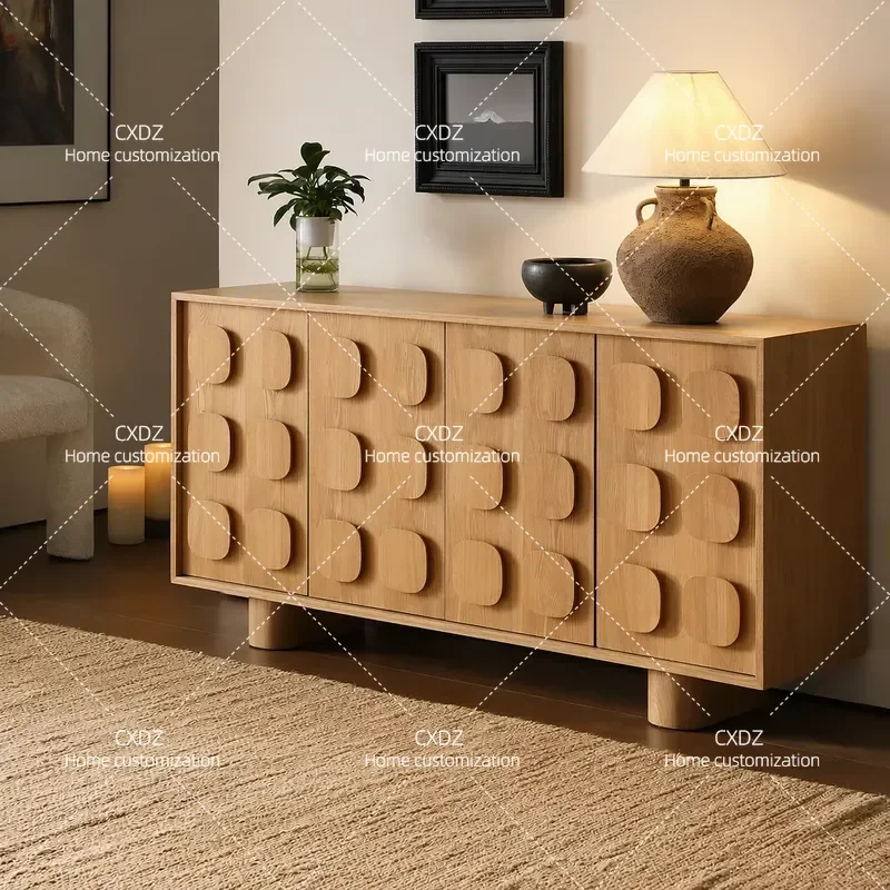 Quiefeng log chocolate side cabinet 2026 new retro locker integrated locker against the wall