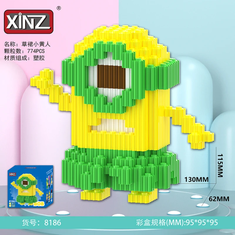 Xinz Minion Family Connection Building Blocks Gru Edith Dave Stuart Funny 3D Model Anime Minions Mini Brick Figure Toy For Kid