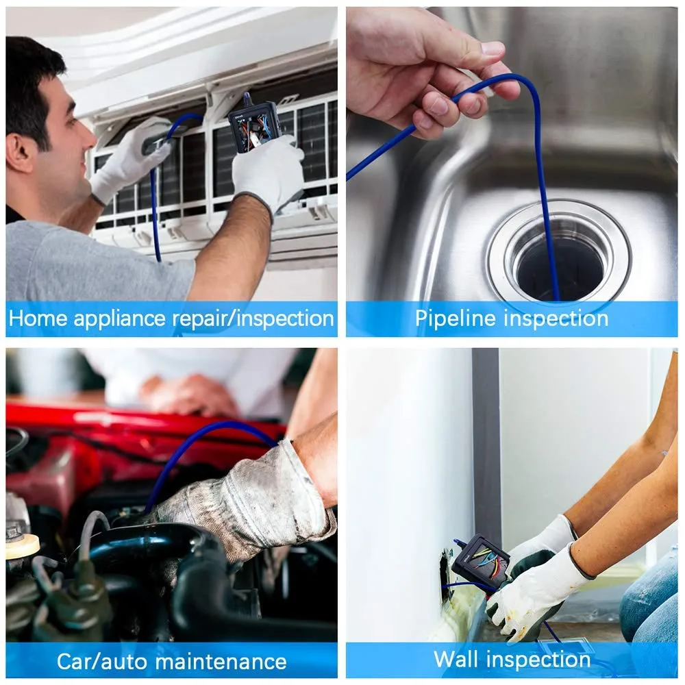 3.5 Meter Industrial Endoscope Ultra Slim Borescope With 5.5mm Micro Inspection Camera Waterproof Semi-Rigid 4.3inch PQ305