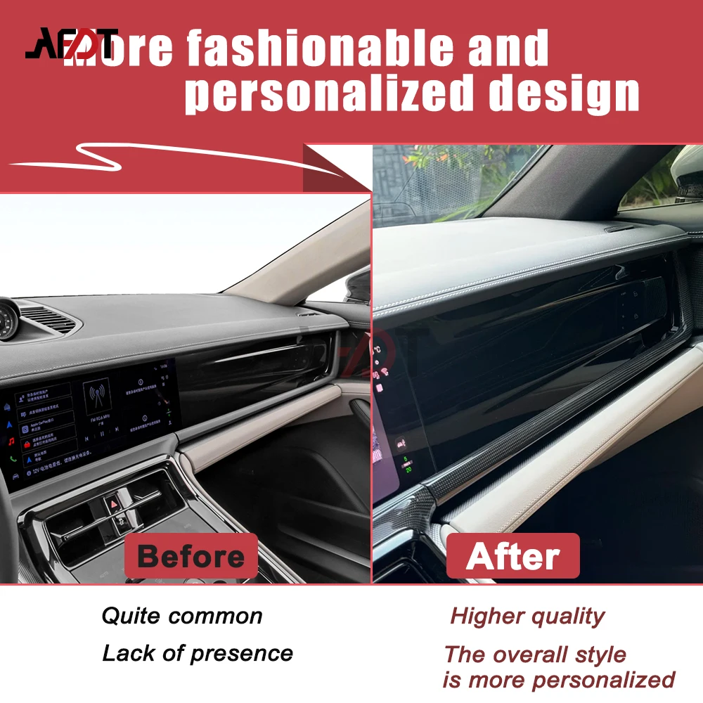 LHD لـ 2024-2026 بورش باناميرا 972 GTS 4S Turbo S E-Hybrid ألياف الكربون الحقيقية عادي نسج 4 قطعة لوحة القيادة شاشة الديكور #2