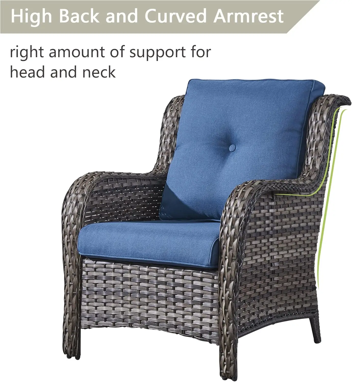 Patio Bistro Set Wicker Chairs - 3 Piece Outdoor Rattan Conversation Set With 2 Armrest Chair And 1 Side Table For Proch Deck