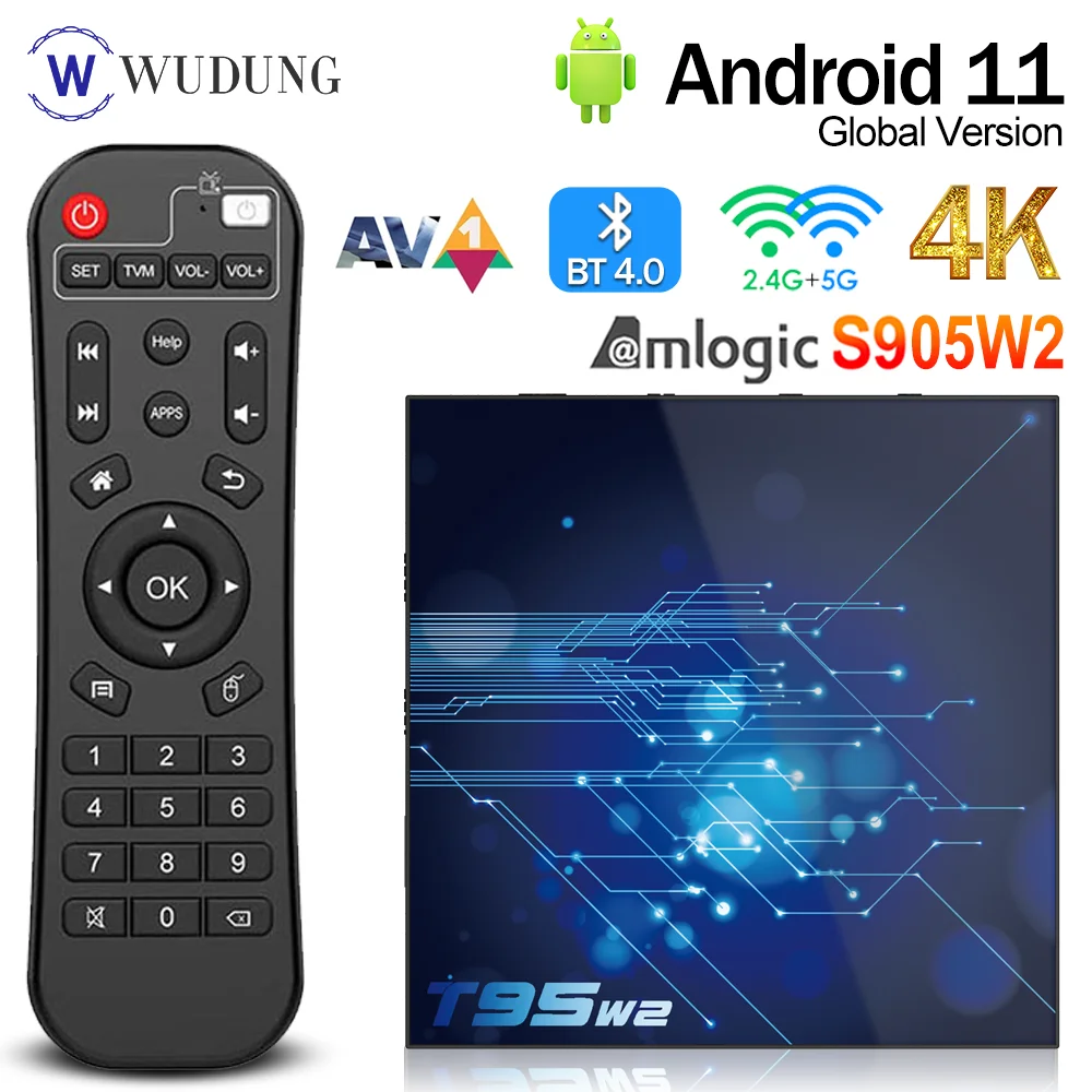 T95W2 Android 11 AV1 Smart TV Box Amlogic S905W2 4GB 32GB 2.4G&5G Dual Wifi BT4.0 4K HDR Set Top Box Media Player 4GB 64GB