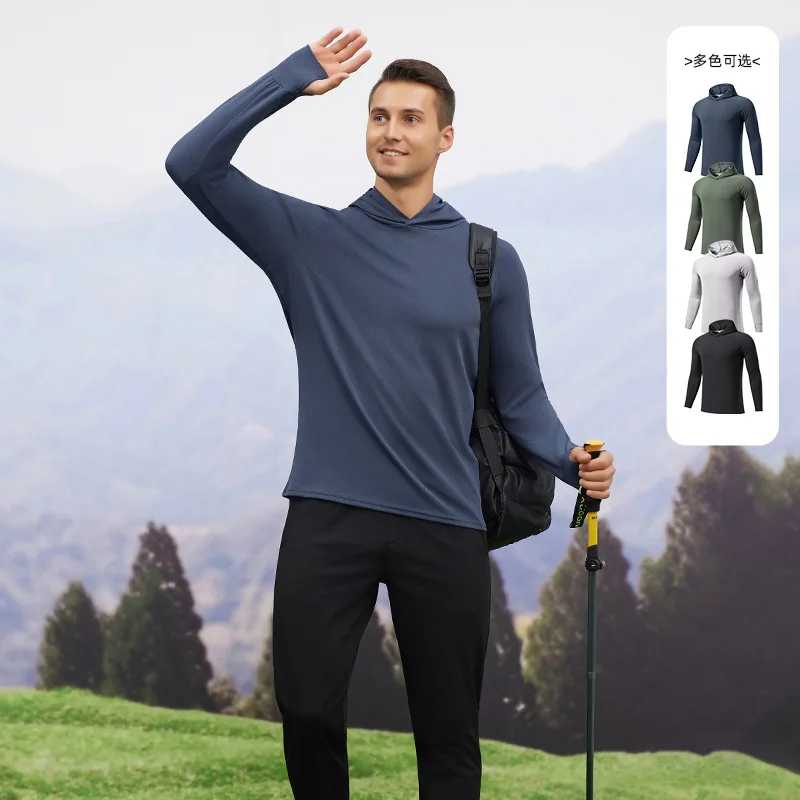 Men's Autumn and Winter Sports Sweatshirt Hooded Moisture Absorption Quick Dry Fitness Clothing Top Slim Fit Running Training