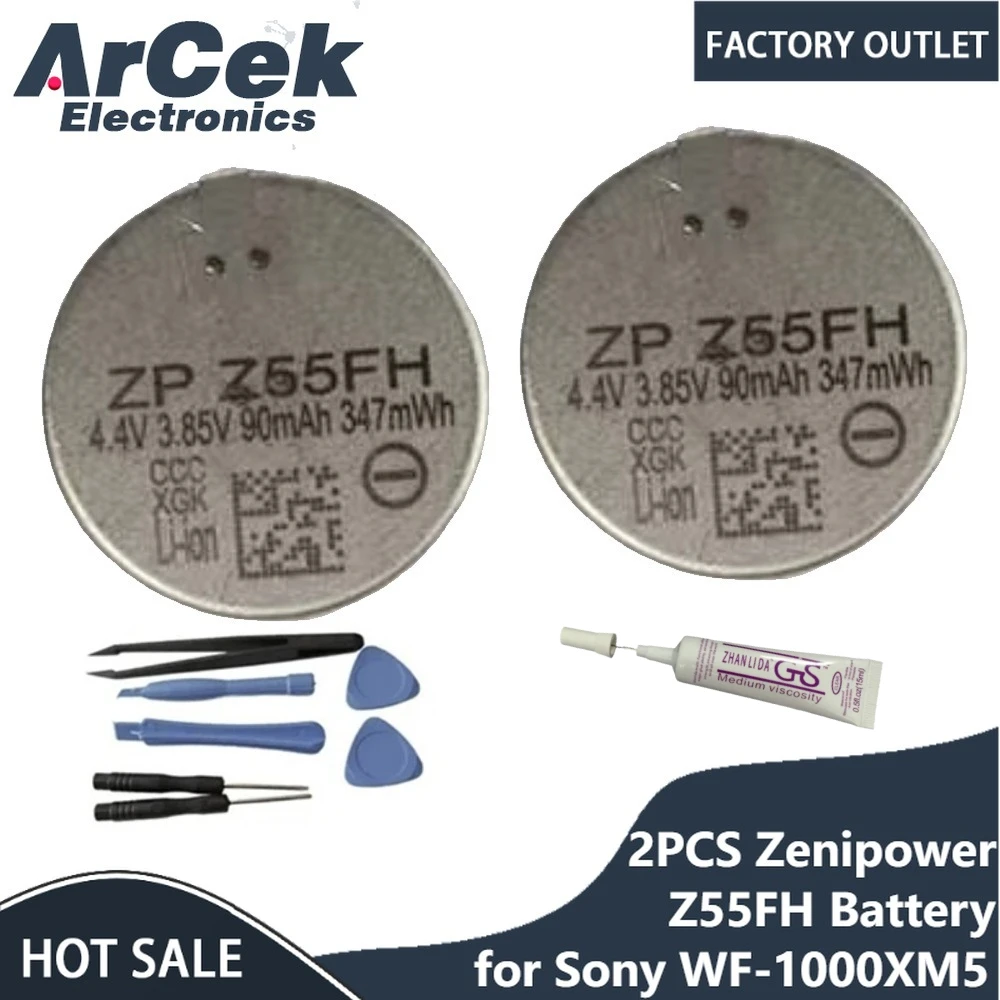 2PCS Original Zenipower Z55FH Lithium Battery for Sony WF-1000XM5 Headset with Tool Kit