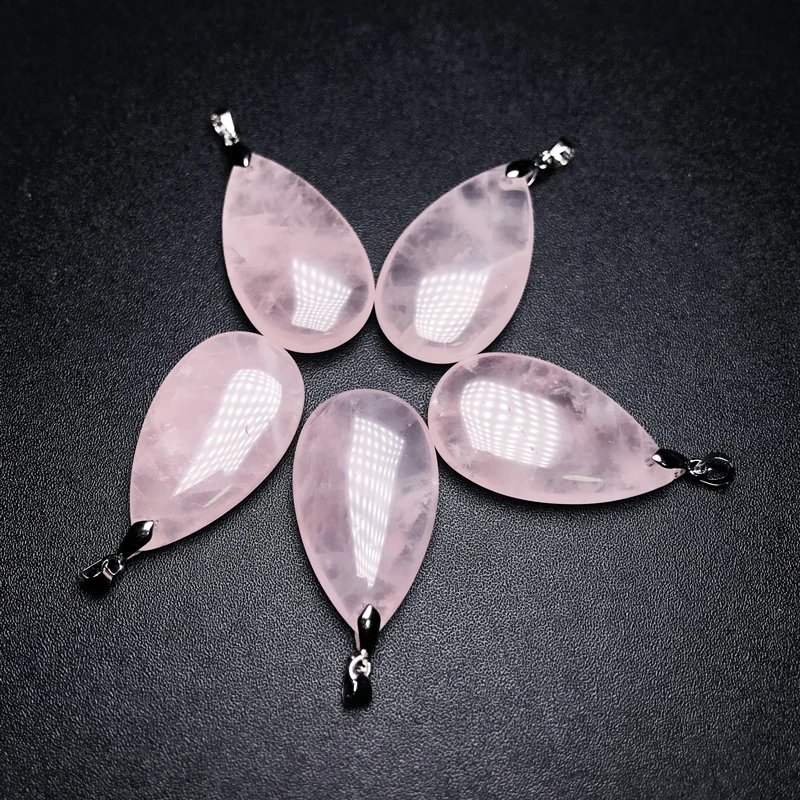 Natural Rose Quartz Pendants Real Gemstone Drop Water 20*35mm for Women Wife Lady Party Birthday Nice Jewelry Gift
