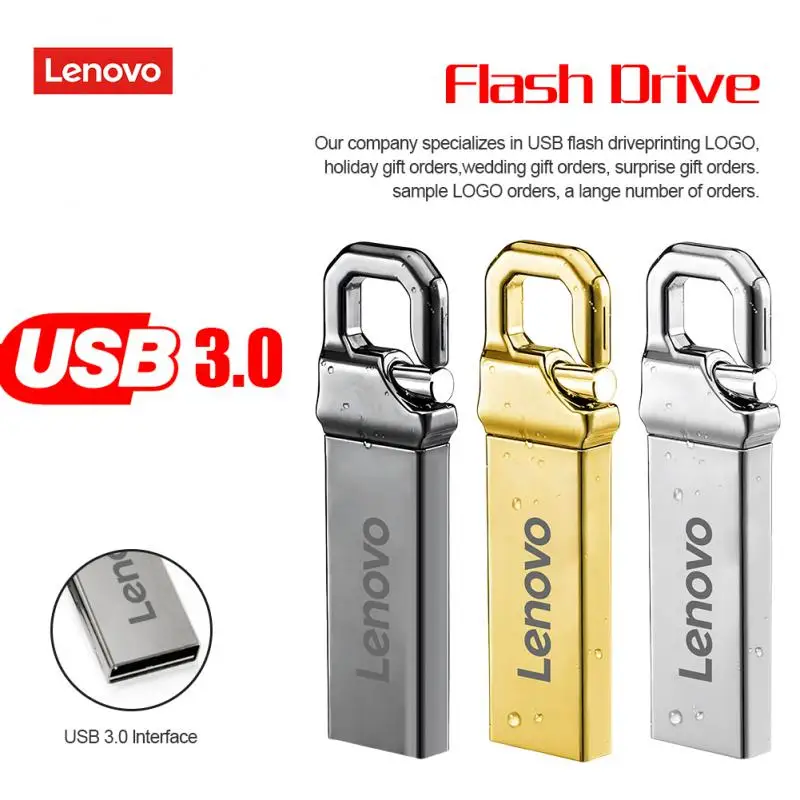 Lenovo Original 2TB USB 3.1 Flash Drive High-Speed Pen Drive 1TB Metal Waterproof Type-C USB Memory For Computer Storage Devices