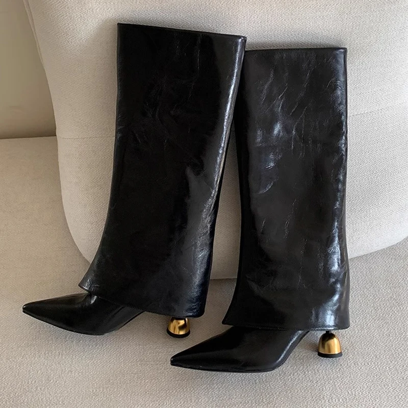 Pointed Toe Women High Boots Designer High Heels Shoes Fashion Knee High 2025 Winter Chelsea Boots Goth Pumps Luxury Botas Mujer