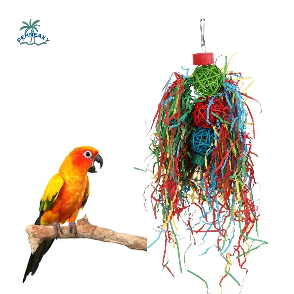 

3pcs/set Colorful Parrot Shredder Toy Hanging Parrot Cage Foraging Toy Parrot Molar Bite Toy Paper/wood Parrot Chewing Toys