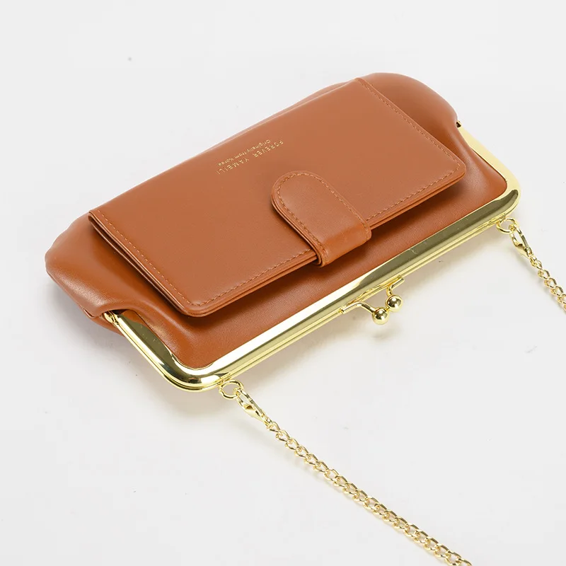 Bolso cruzado de hombro con cadena para mujer, cartera multifunción para teléfono móvil, Tarjetero con Clip para monedas y dinero, novedad de 2024