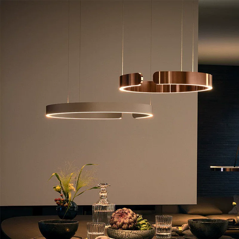 Lámpara Colgante de Estilo Nórdico para Sala de Estar, Lámpara de Araña LED Circular en Forma de C para Hotel de Lujo, Sala de Exposiciones, Restaurante y Bar