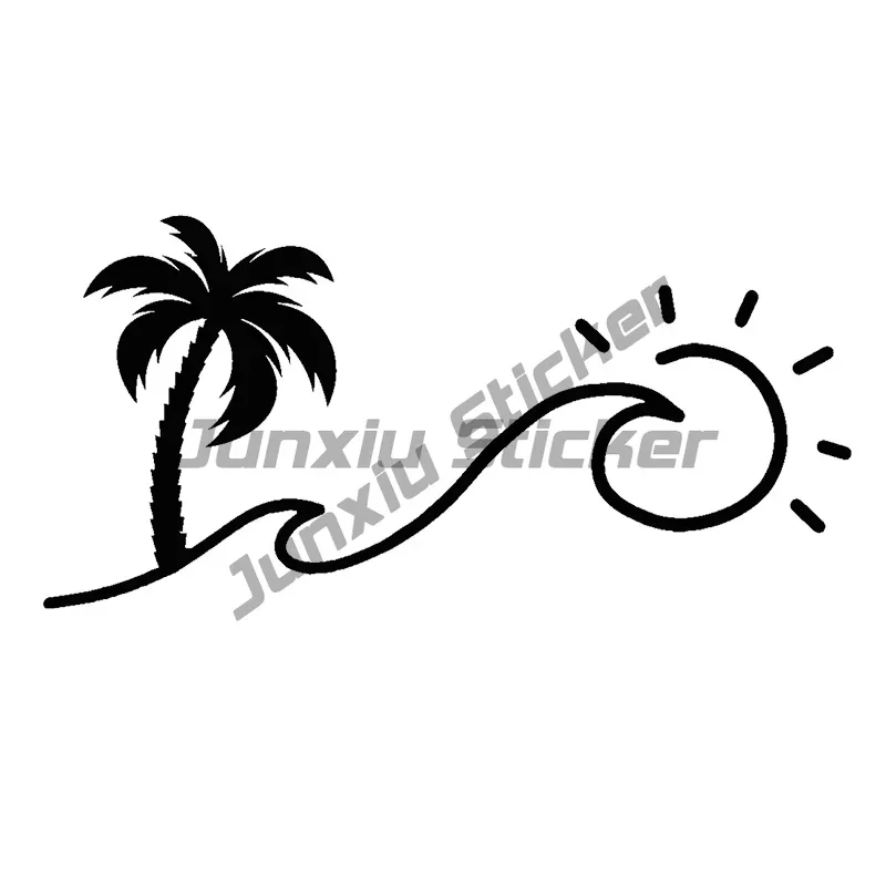

Car Sticker Palm Tree and The Sun Vinyl Decal for Car Motorcycle Bumper Body Rear Window Decorative Decal