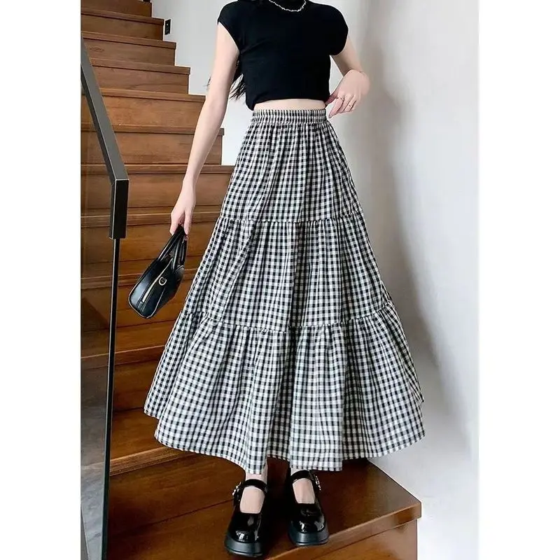 

Весенне-летняя юбка трапециевидной формы с высокой талией, женская плиссированная юбка с фитилем, утягивающая юбка-торт, юбки для девочек