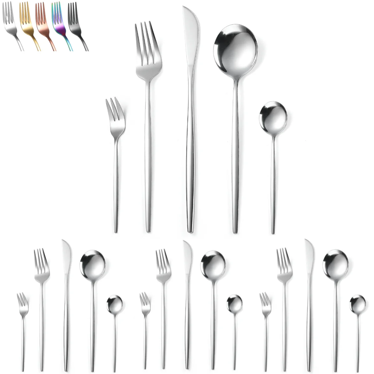 

A · HOUSEWARE 20-Piece Portuguese Silverware Set for 4 Stainless Steel Flatware Forks Spoons Knives Elegant Tableware Utensils