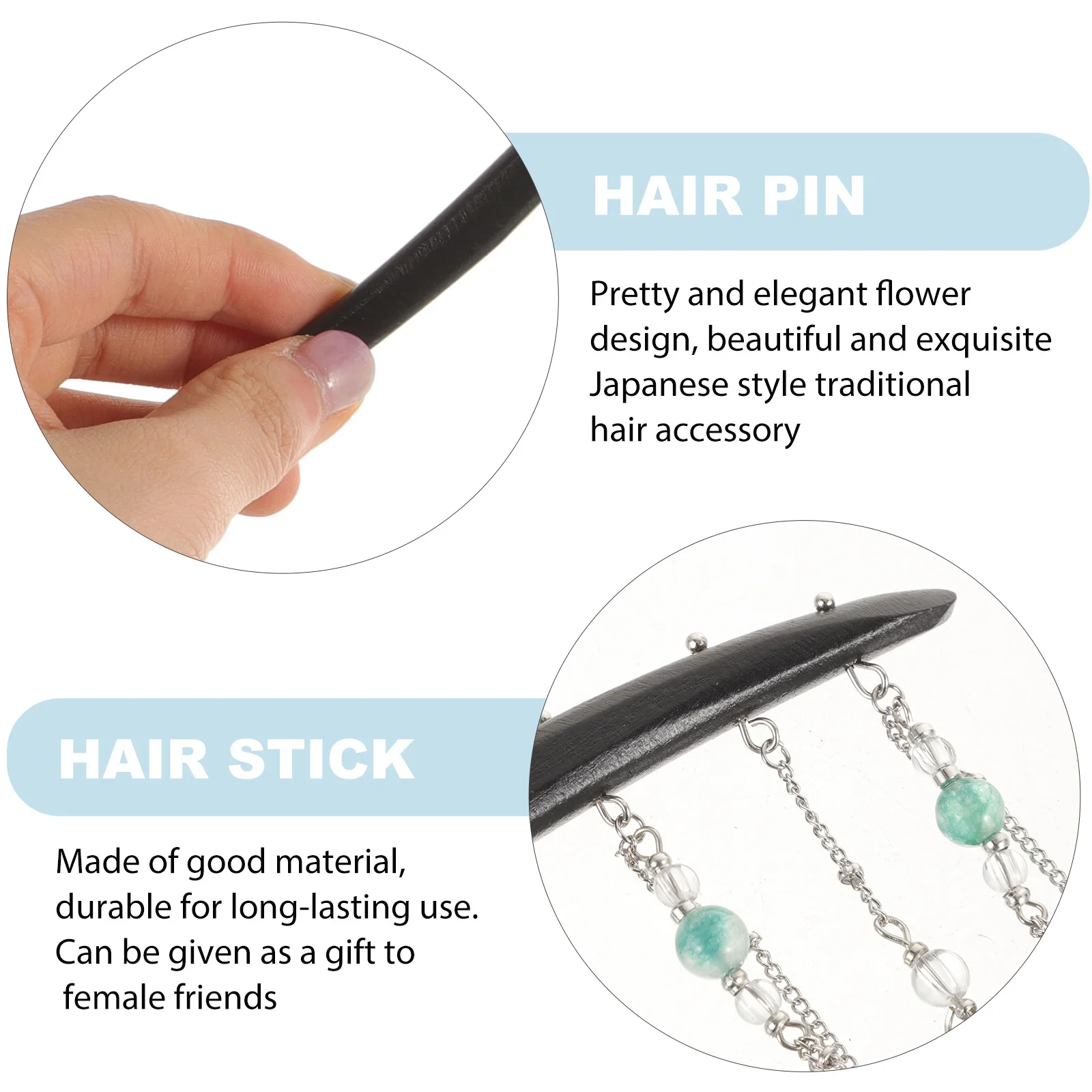 

Black Sandalwood Hairpin Tassel Decor Chinese Style Bun Holder Smooth Edges Classic Low Bun Side Sweep Hairstyle