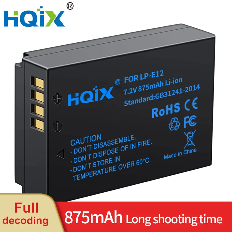 

HQIX for Canon EOS Rebel SL1 M M50 Mark II M200 M10 100D X7 PowerShot SX70 HS Camera LP-E12 Charger Battery