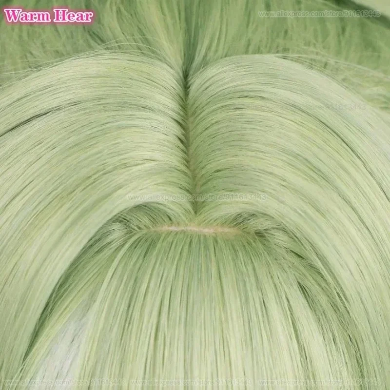 2;d'5,v\h.7/Kuki Shinobu Synthetic Long 33cm Light Green Ponytail Cosplay Anime Wig Heat Resistant Hair Hallow8;g.j'9\k,1/