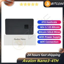 Canaan-Avalon Nano 3 Bitcoin Miner, Início Silencioso Asic Miner, 4TH, Taxa de Hash S, 140W USB-C Fonte de Alimentação, Em estoque