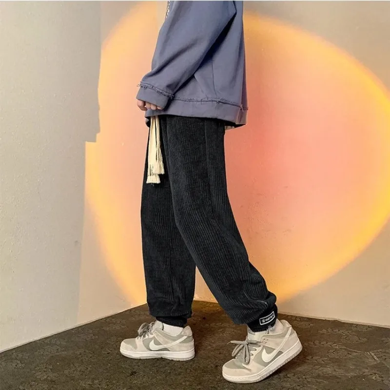 

Sweatpants for Men Loose Corduroy Joggers With Pockets Harem Trousers Retro Elegant Autumn Winter Casual Y2k Man Sports Pants