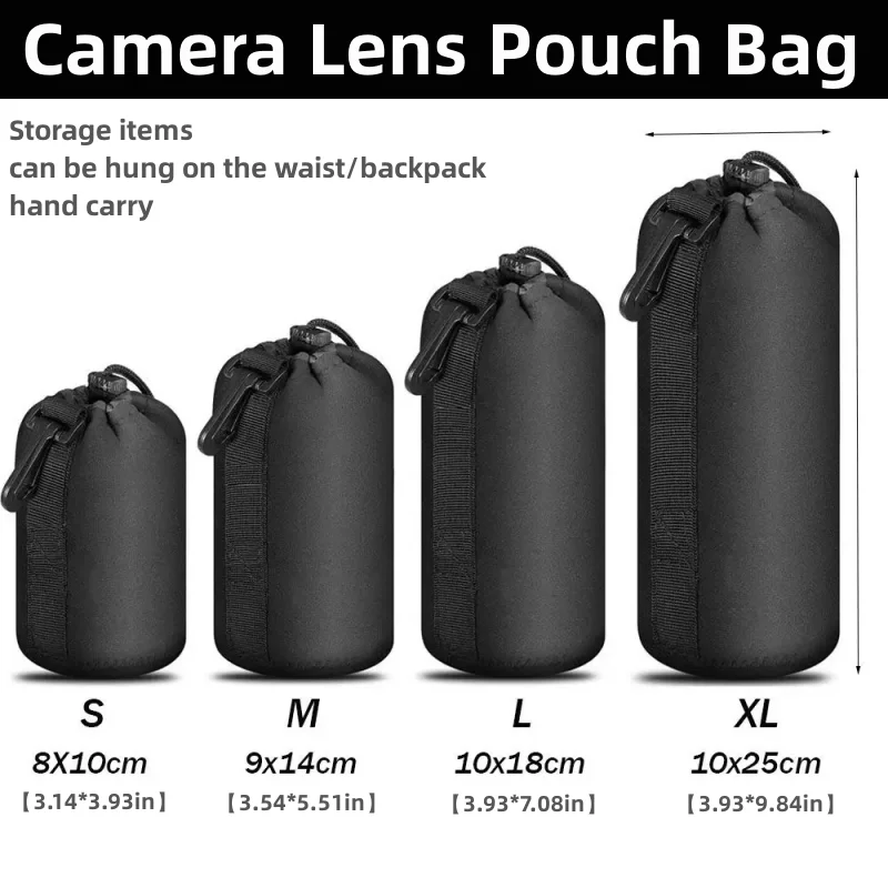 RF11 Camera Lens Pouch Bag Waterproof Video Lens Soft Drawstring Protector Case For Canon Sony Nikon for Most Digital SLR Camera