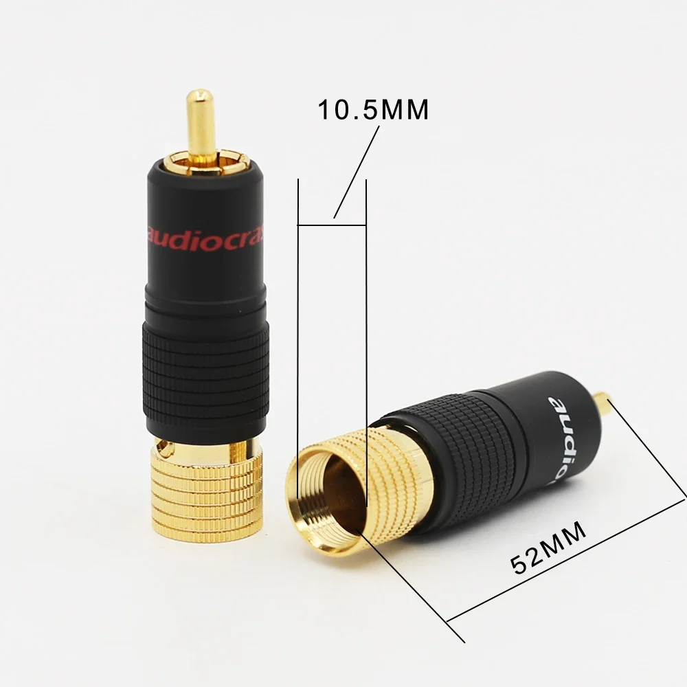 Audiocrast 24K chapado en oro tornillo de bloqueo RCA enchufe Cable de audio conector de altavoz bloqueable ajustable