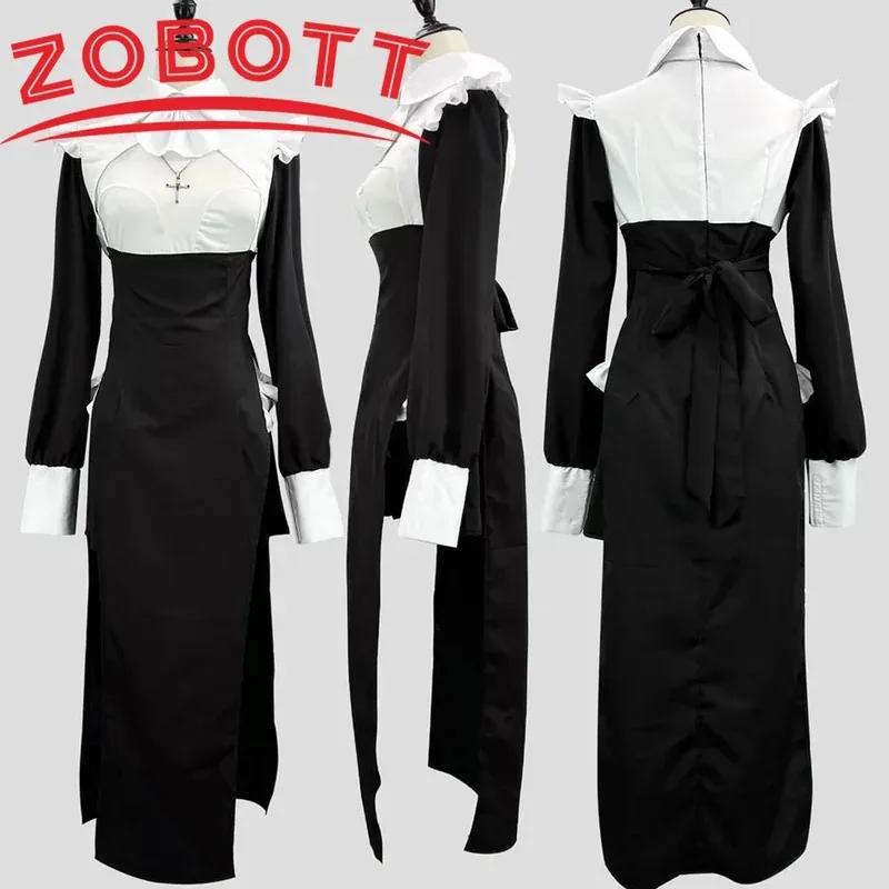 

Large S-5XL Nun Cosplay Costume Traditional Adult Valak Black Religious Robe Suit Halloween Party Demo Nun Performance Clothes