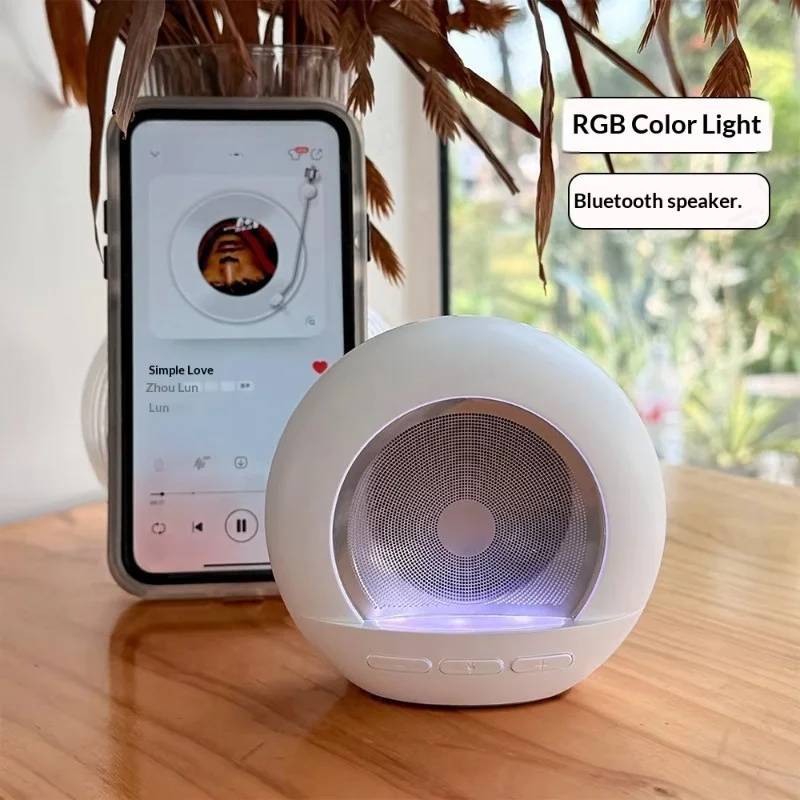 Mini 5.0 Night Light Speaker, Portable Bass Subwoofer, RGB Light, Built-in Battery, Loud Volume, For Home Outdoor