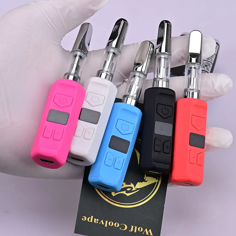 

5pcs Wolfcoolvape 1.8v-4.2V display screen 400mah Preheating Vape Pen Battery Adjustable Voltage Vape 0.5ml atomizer Vaporizer