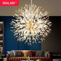 IRALAN Modern Firework Crystal Chandeliers 3 Colors Changeable 8 Bulbs Semi Flush Mount Ceiling Dandelion Chandelier