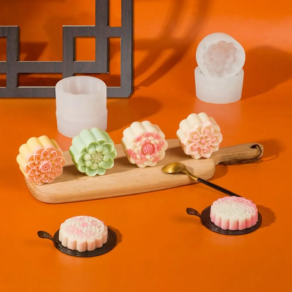 Candle Mold 3D Flower Mooncake Mold Chinese Style Silicone Mung Bean Mold Non-stick Soft Lotus Silicone Mold Mid-autumn Festival