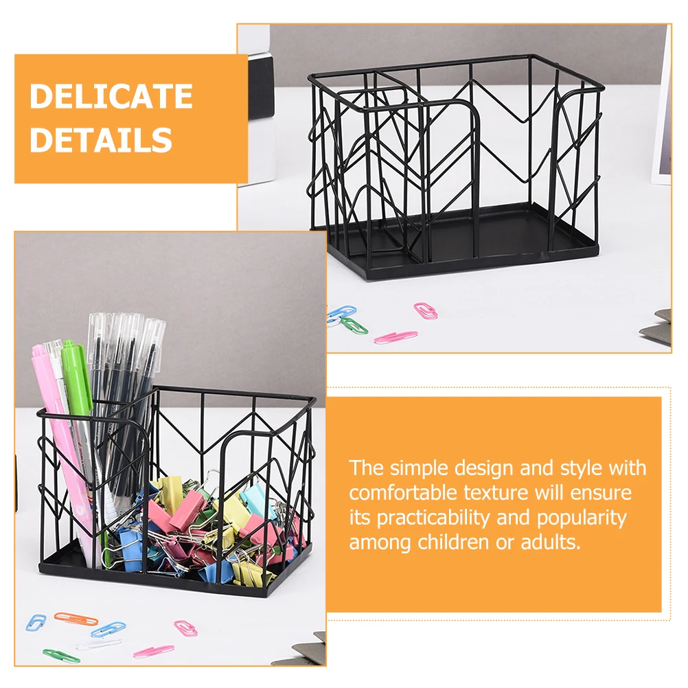

Desktop Organizer Pen Holder Stationery Tableware Storage Black Pencil Iron Office
