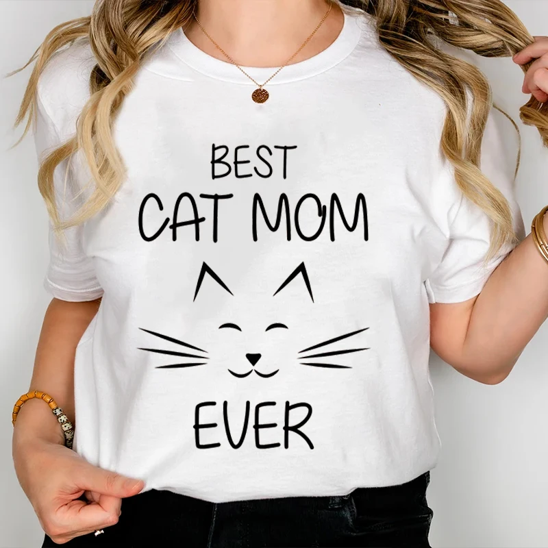 

Best Cat Mom Ever Shirt Fun Mama Life T-shirts Cartoon Animal Cat Tees Women Short Sleeve Retro Mother's Day Gifts T-shirts Tops