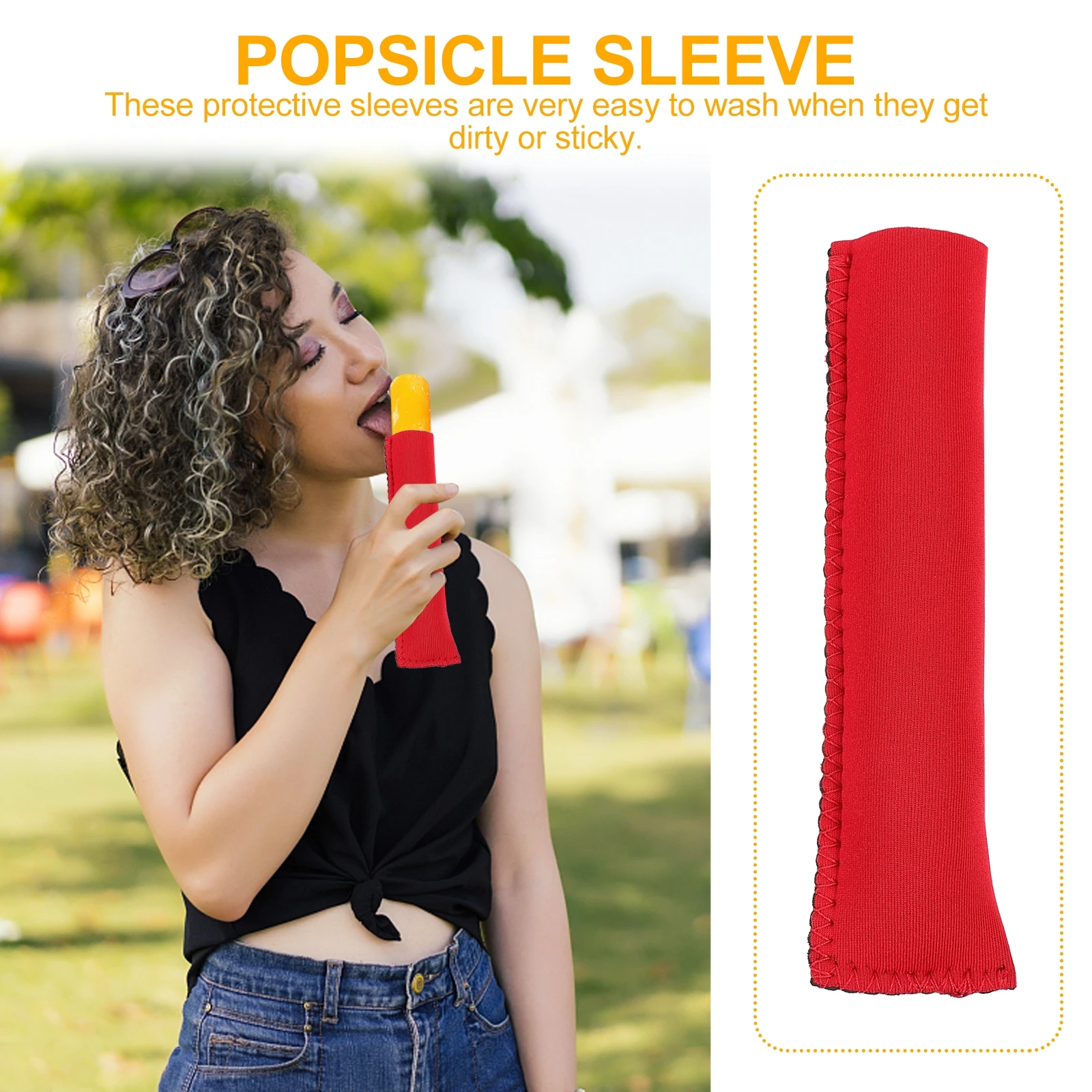 

5pcs Red Neoprene Popsicle Protective Sleeves Cold Insulation Ice Stick Covers Reusable Summer Diy Beach Gift For Kids