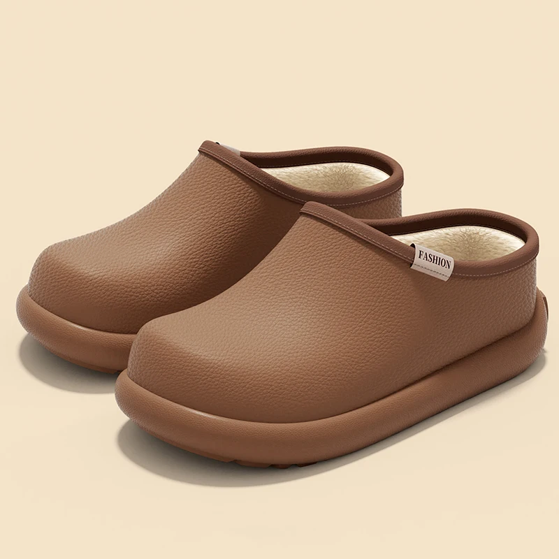 EVA Wasserdichte Plateau-Hausschuhe für Damen 2026 Winter Rutschfeste Weichsohlen-Warm-Baumwollschuhe Damen Runde Zehenkappe Rutschfeste Plüsch-Slides – Detail 2