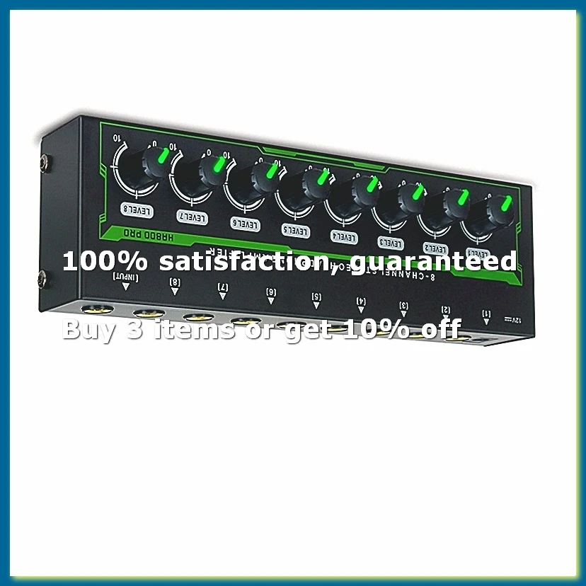 HA800 PRO 8 Channel Headphone Amplifier RGB Stereo Amp Microamp Amplifier for Music Mixer Recording Sound Amplifier(EU)
