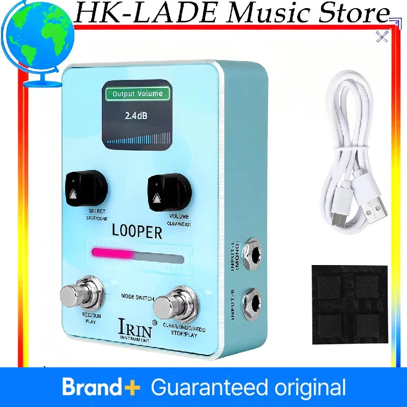 

IRIN XS-02 Loop Pedal pro - 160min Storage Dual Footswitch Real-time LED USB-C Audio Hub for Stage And Studio Dominator