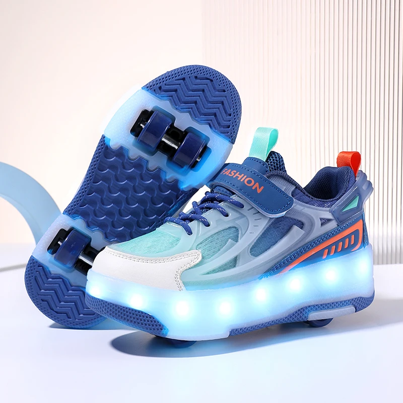 كعب الأطفال الجديد لخريف وشتاء 2025: أحذية دوارة غير مرئية للأولاد والبنات ذات 4 عجلات قابلة للسحب