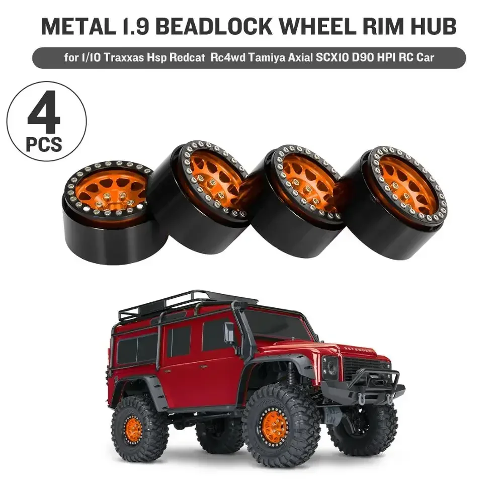 4 pçs metal 1.9 beadlock roda aro hub para 1/10 trxs hsp redcat rc4wd tamiya axial scx10 d90 hpi rc carro peça de reposição