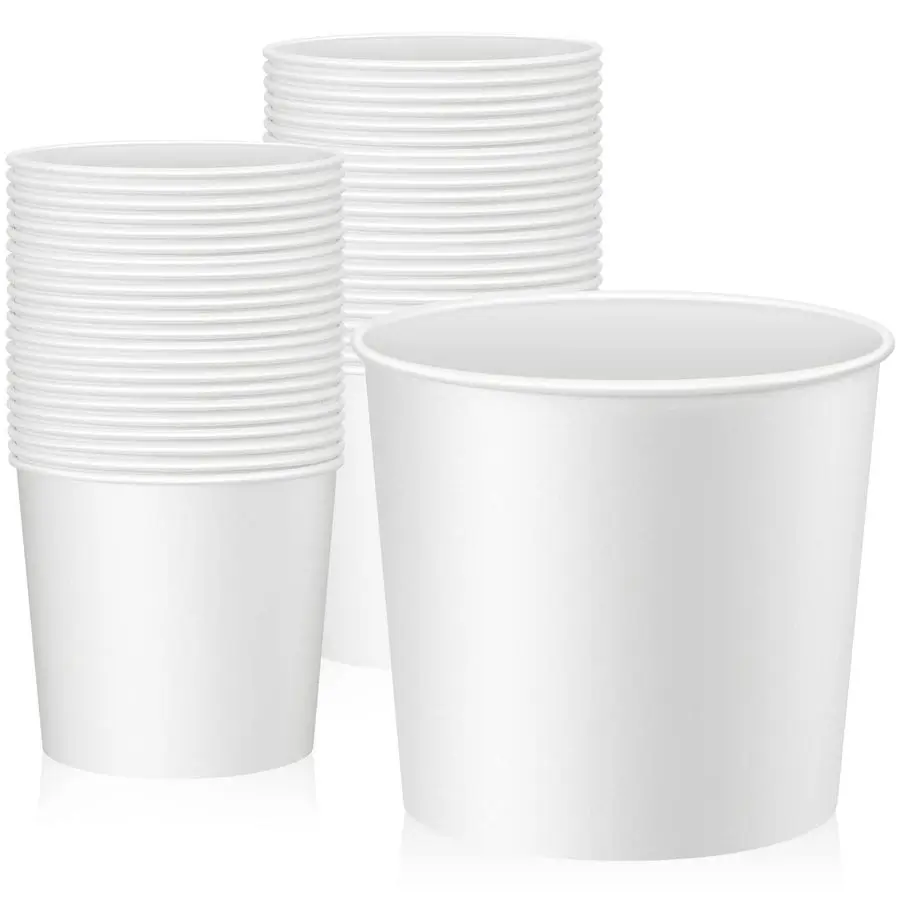 

50 Pcs Disposable Paper Bucket 85 oz White Cardboard Ice Bucket Bulk Ice Holder for Party Food Container Supplies