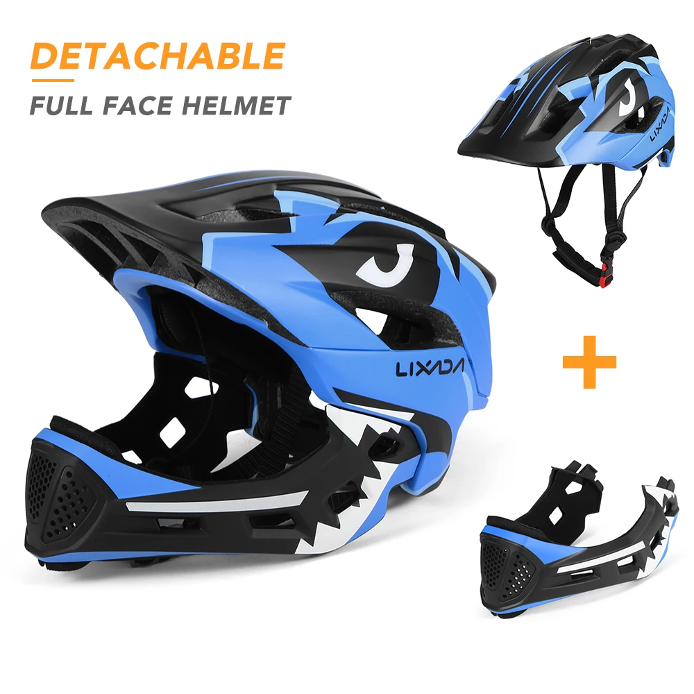 Lixada crianças destacável capacete facial completo crianças esportes capacete de segurança para ciclo skate patinação