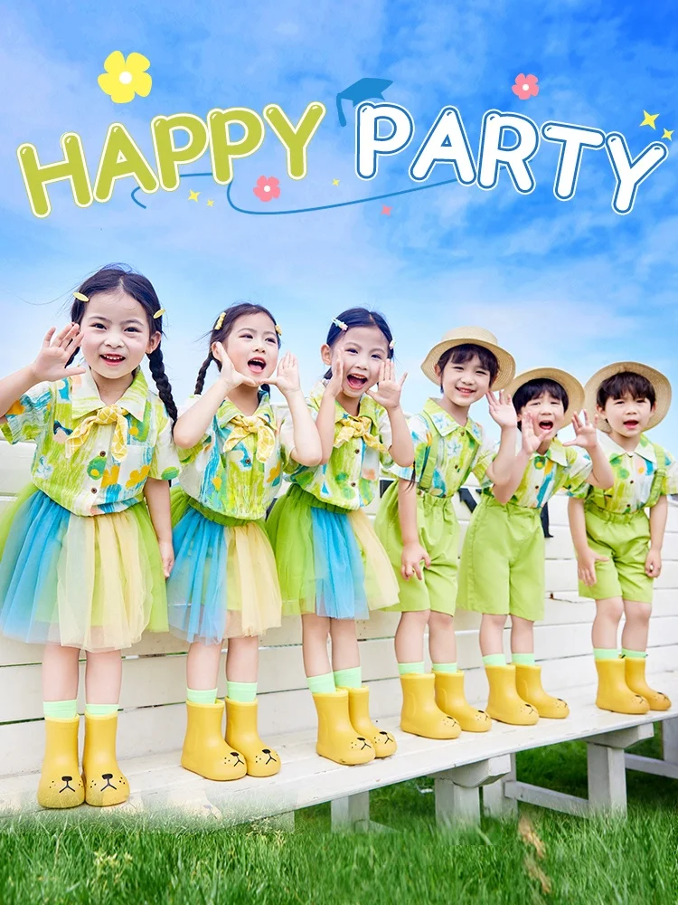 

Children's aduation Outfit Chorus Performance Cheerleading orm Kindergarten Class Photo Six-One Traditional Ethnic Costume