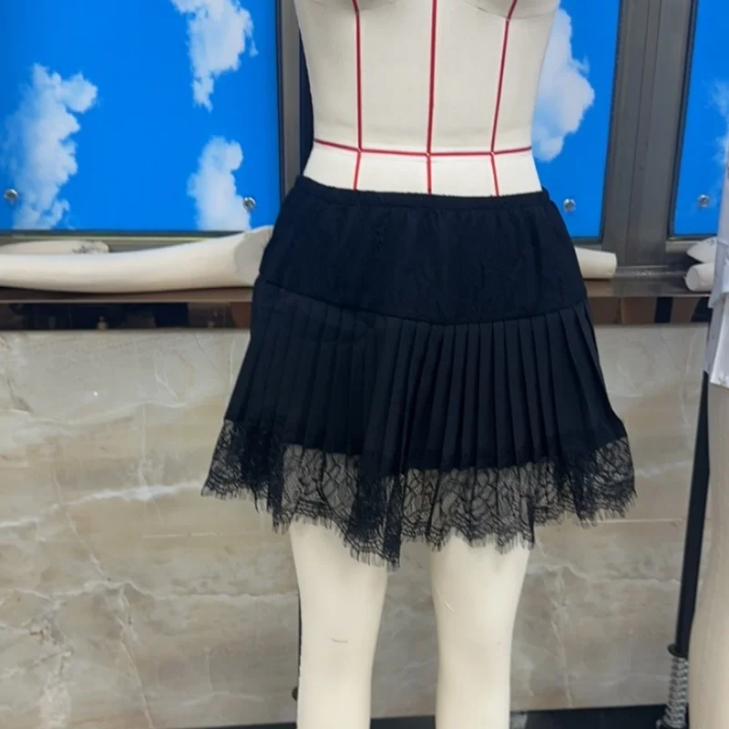 

Women Lace Trim Half Slip Skirt Elastic Y2k Floral Sheer Mini Skirt Ruffle Pleated Underskirt Shirt Extender Streetwear